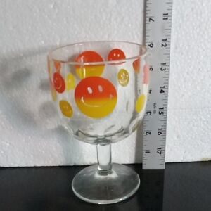 Vintage Bartlett Collins Smiley Face  Glass Goblet 1970's